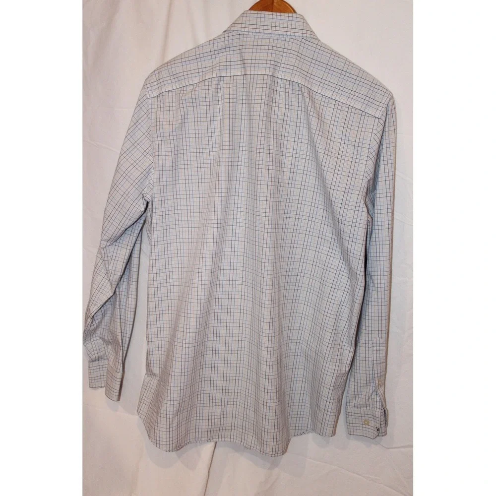 Banana Republic Camden Fit Non Iron Dress Shirt L Blue Grid Check